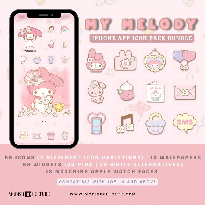 Pink Kawaii Bundle iPhone iOS14+ App Icon Theme