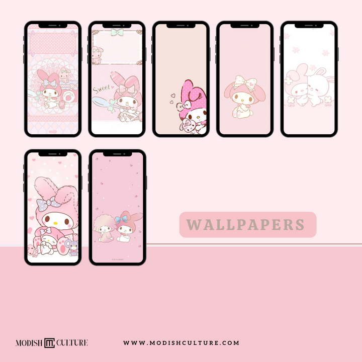 Kawaii My Melody Pink iPhone App Icon Theme Bundle for iOS14+