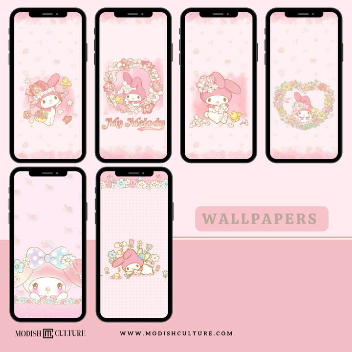 Kawaii My Melody Pink iPhone App Icon Theme Bundle for iOS14+