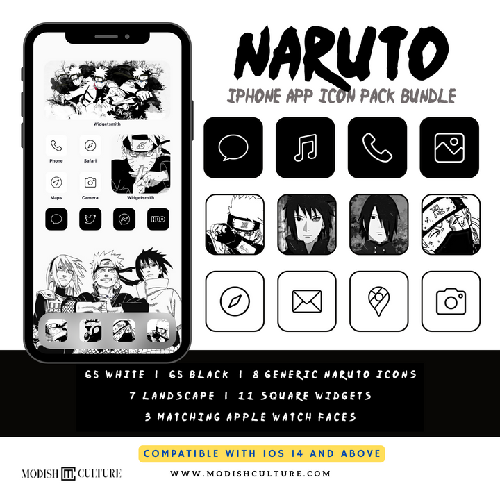 Naruto iPhone iOS14+ App Icon Theme Bundle