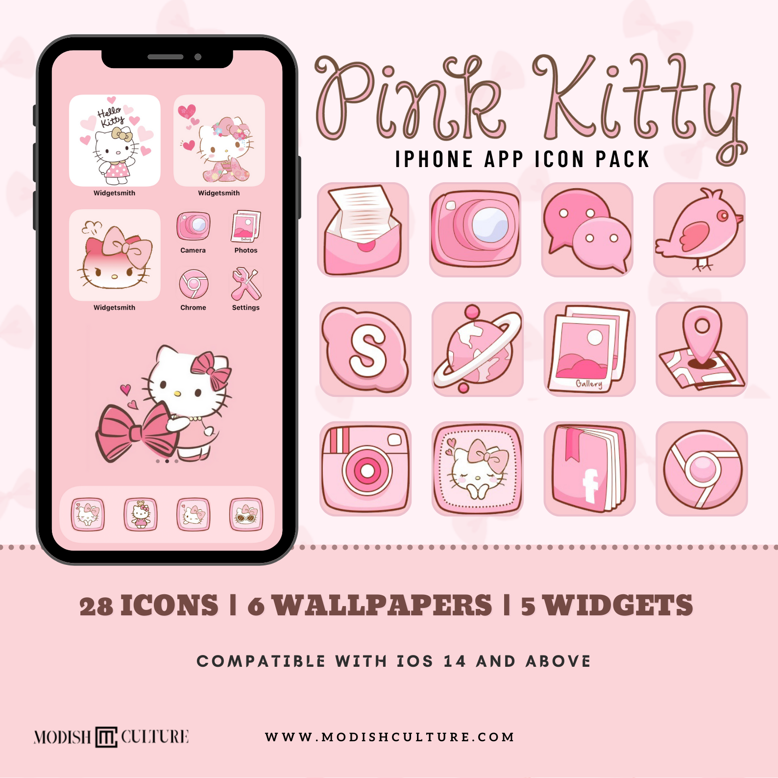 Pink Ios Pink Kawaii Bundle iPhone iOS14+ App Icon Theme – Modish Culture