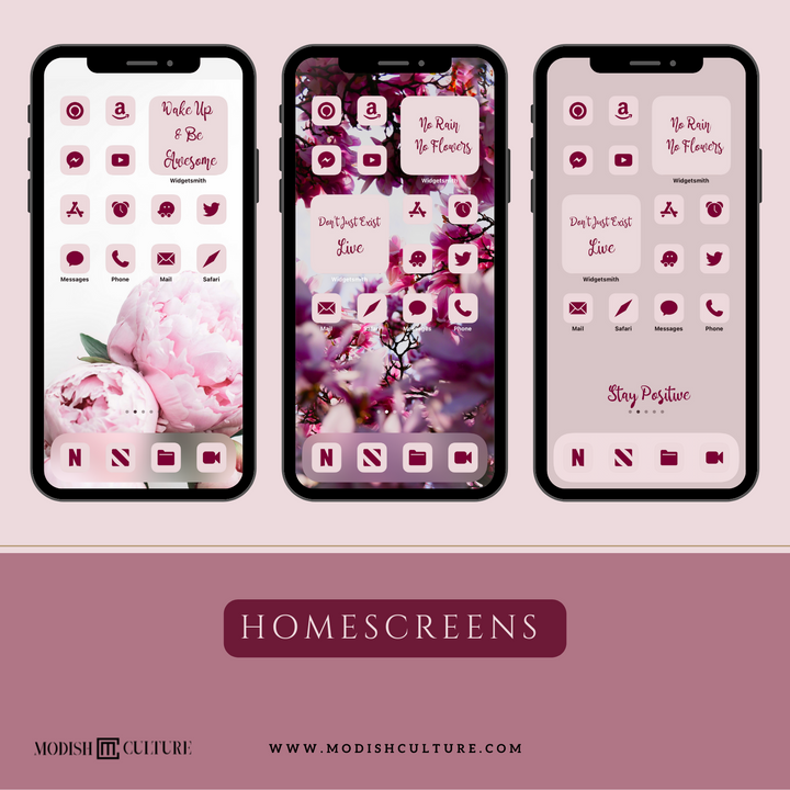 Pink Rose iPhone iOS14+ App Icon Theme