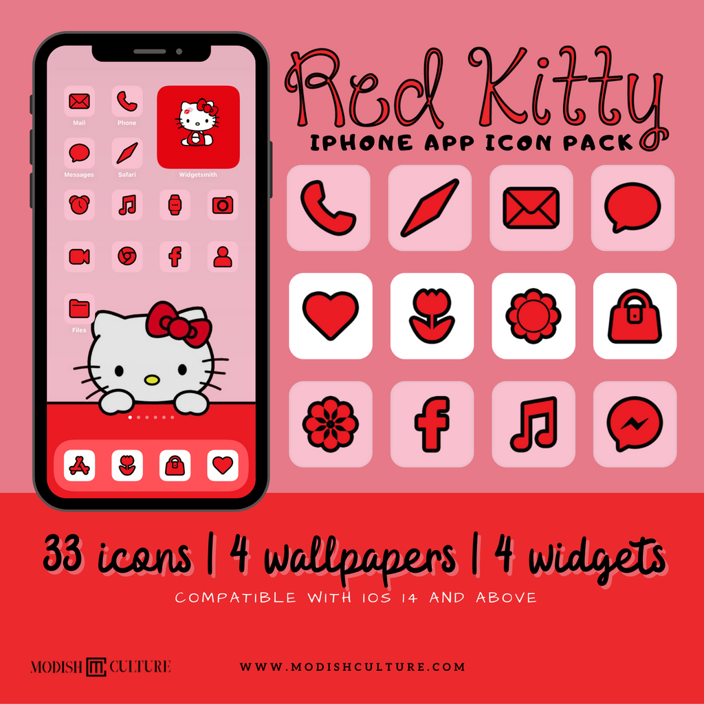 Red Kitty iPhone iOS14+ App Icon Theme