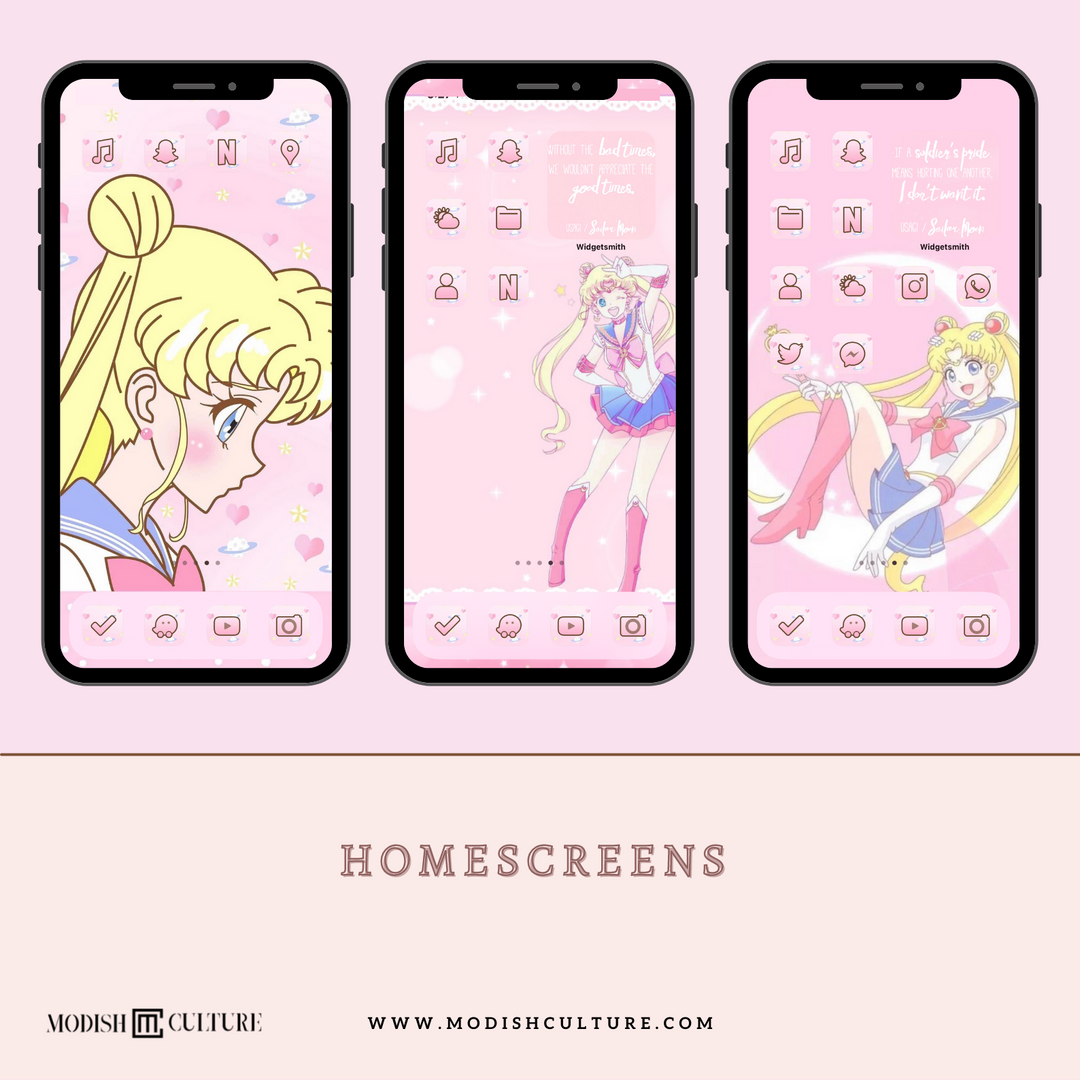 Sailor Moon Pink iPhone iOS14+ App Icon Theme