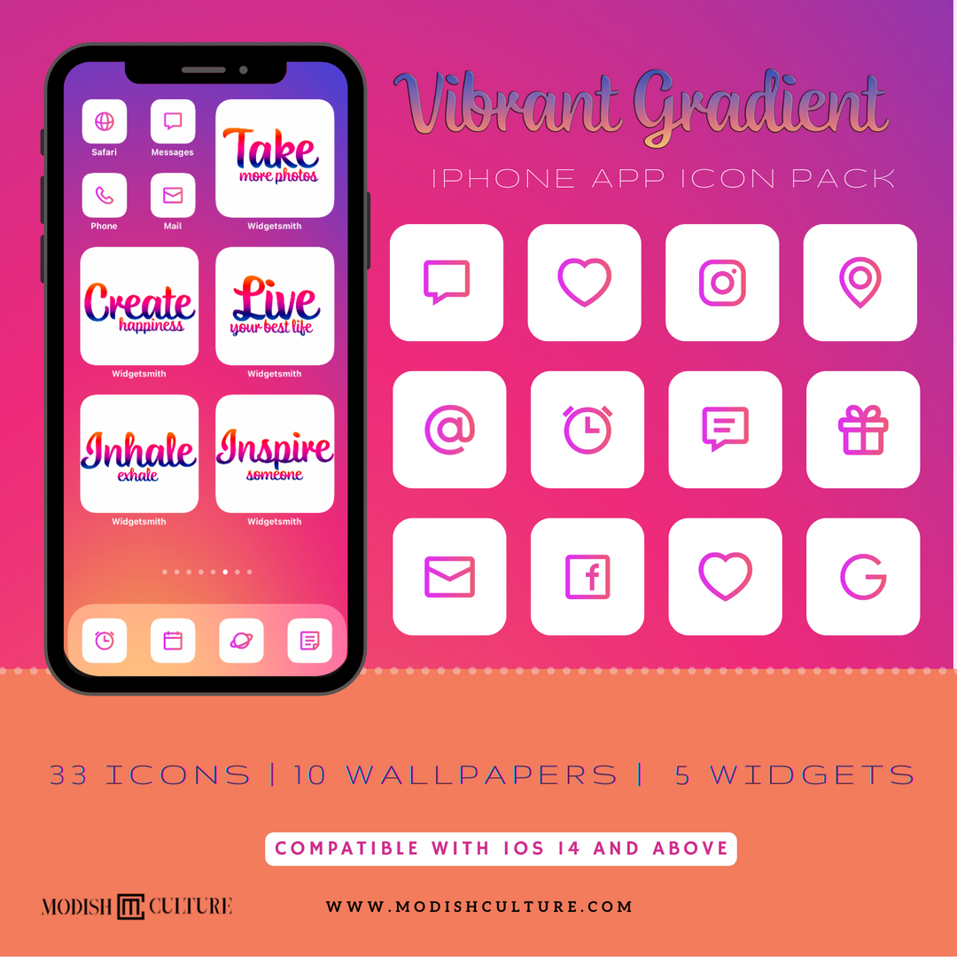 Vibrant Gradient iPhone iOS14+ App Icon Theme