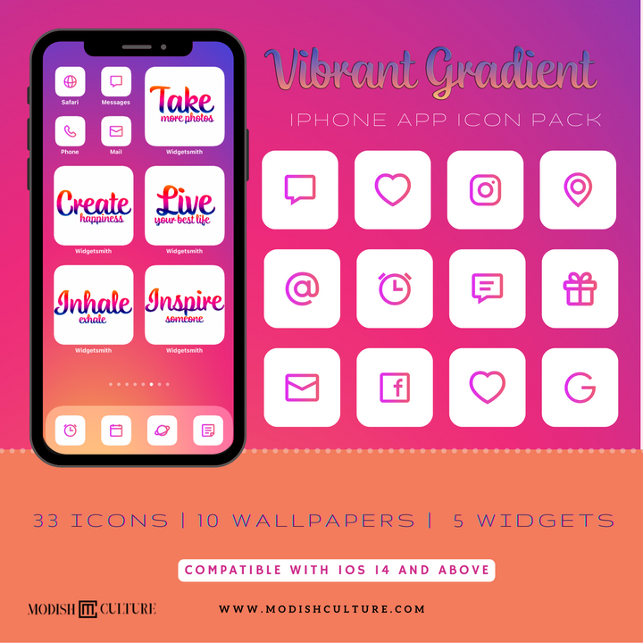 Vibrant Gradient iPhone iOS14+ App Icon Theme